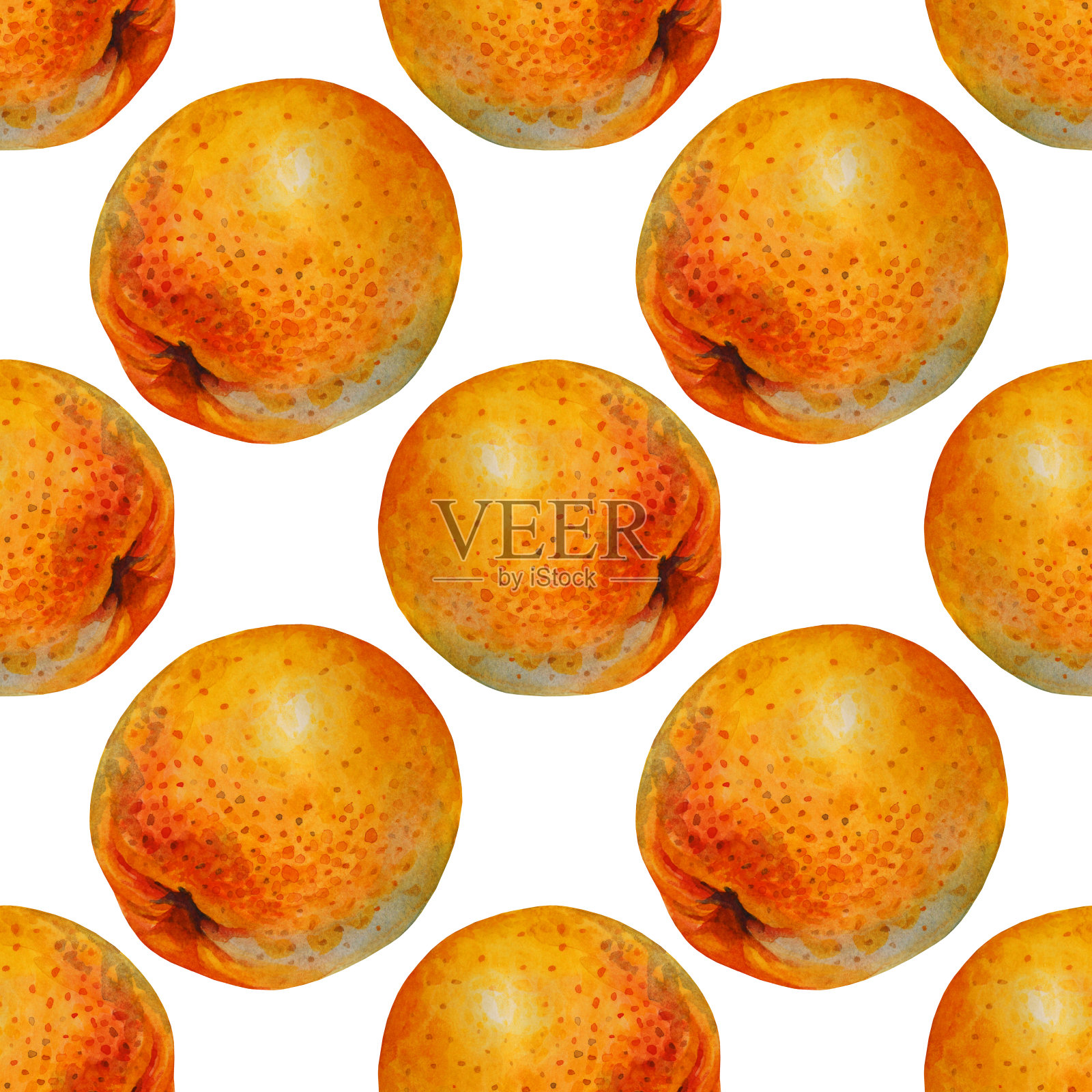 无缝模式水彩柑桔水果橙子孤立在白色背景。手绘食物对象菜单，纺织品，贴纸，包装，卡片设计元素图片
