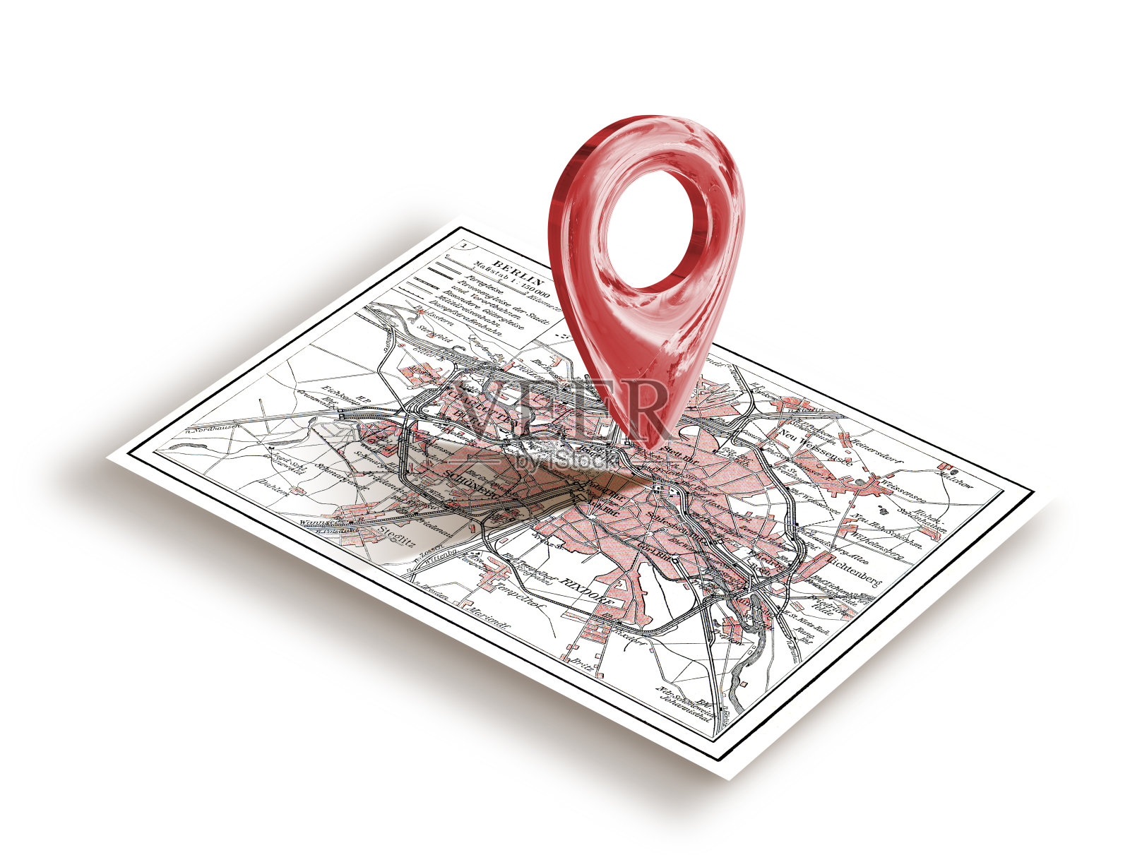 柏林城市地图与地图导航图标引脚照片摄影图片