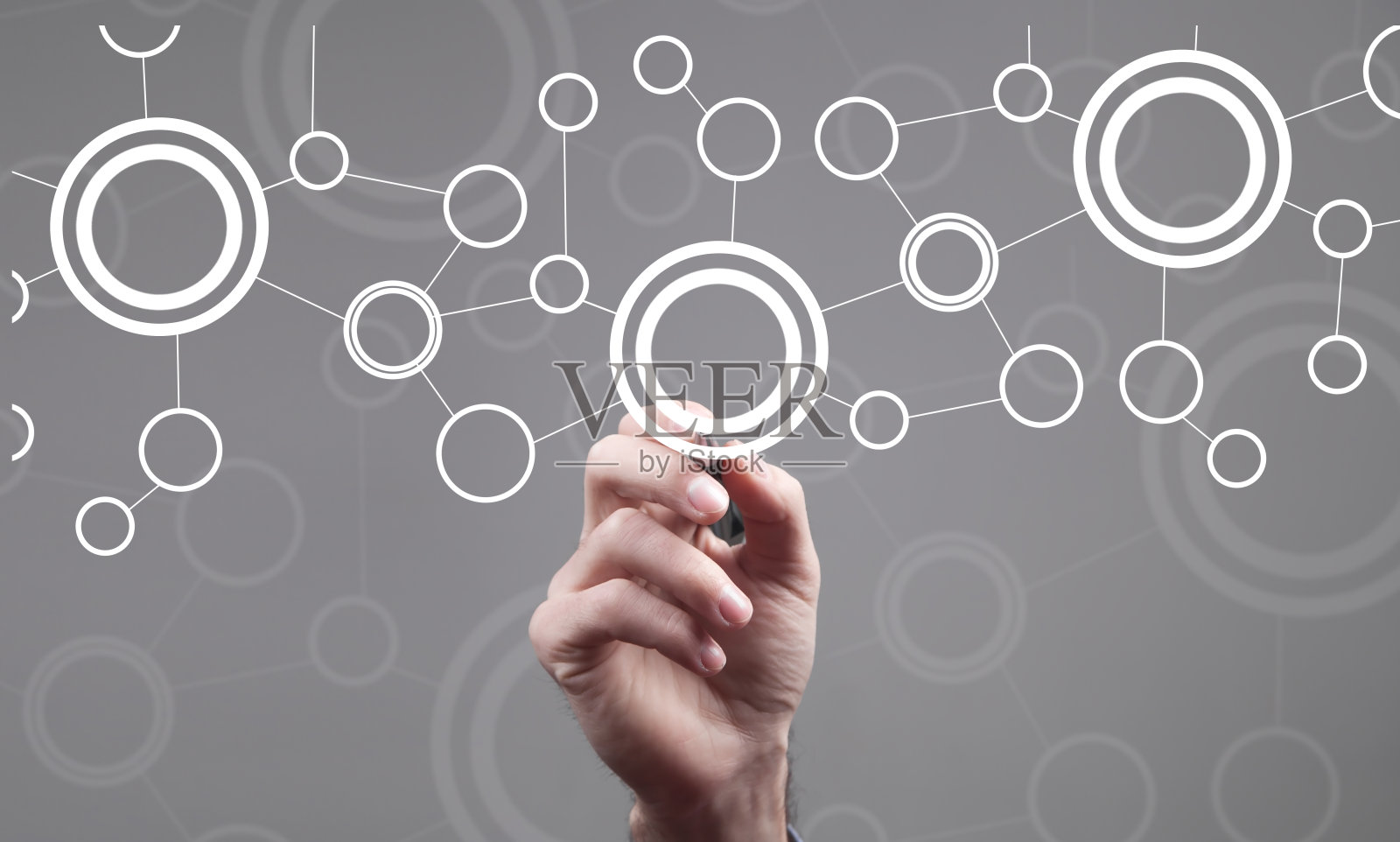 商人绘制了程序的流程图。照片摄影图片