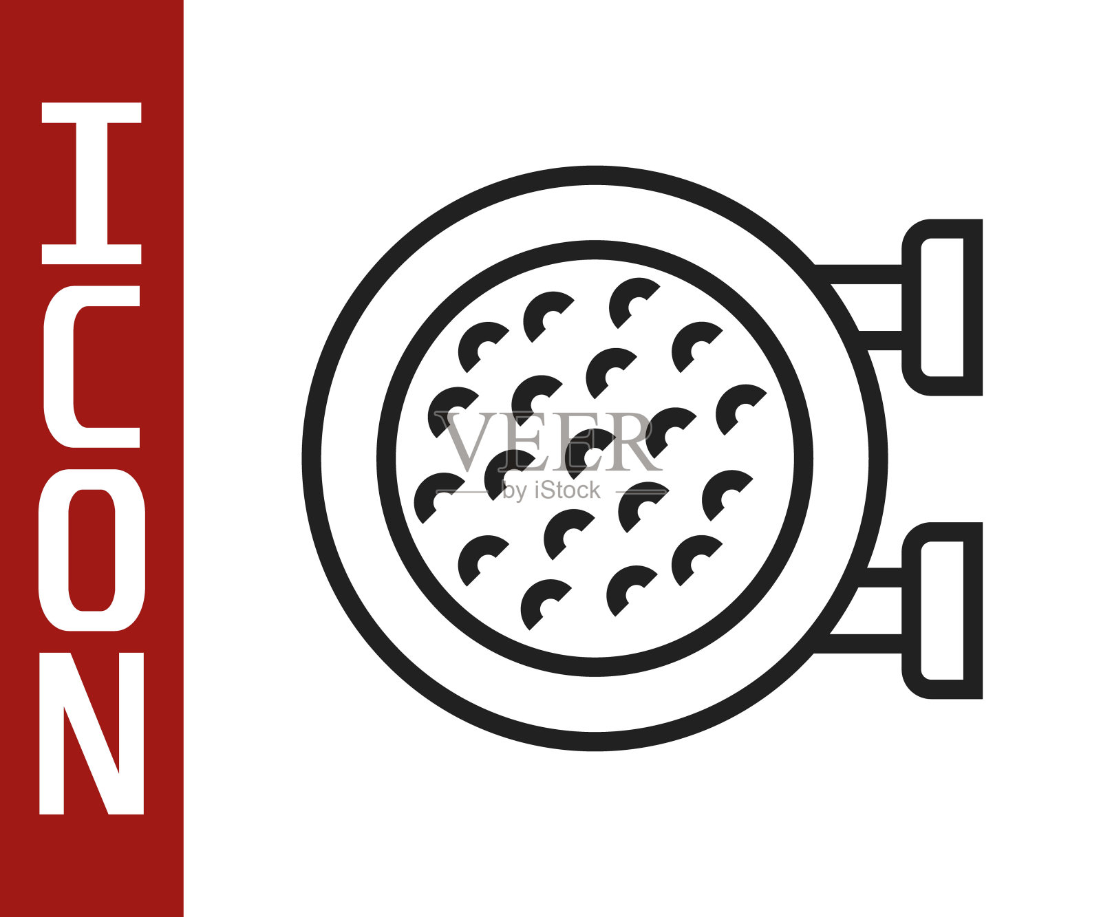 黑线高尔夫运动俱乐部图标孤立在白色背景。向量插画图片素材