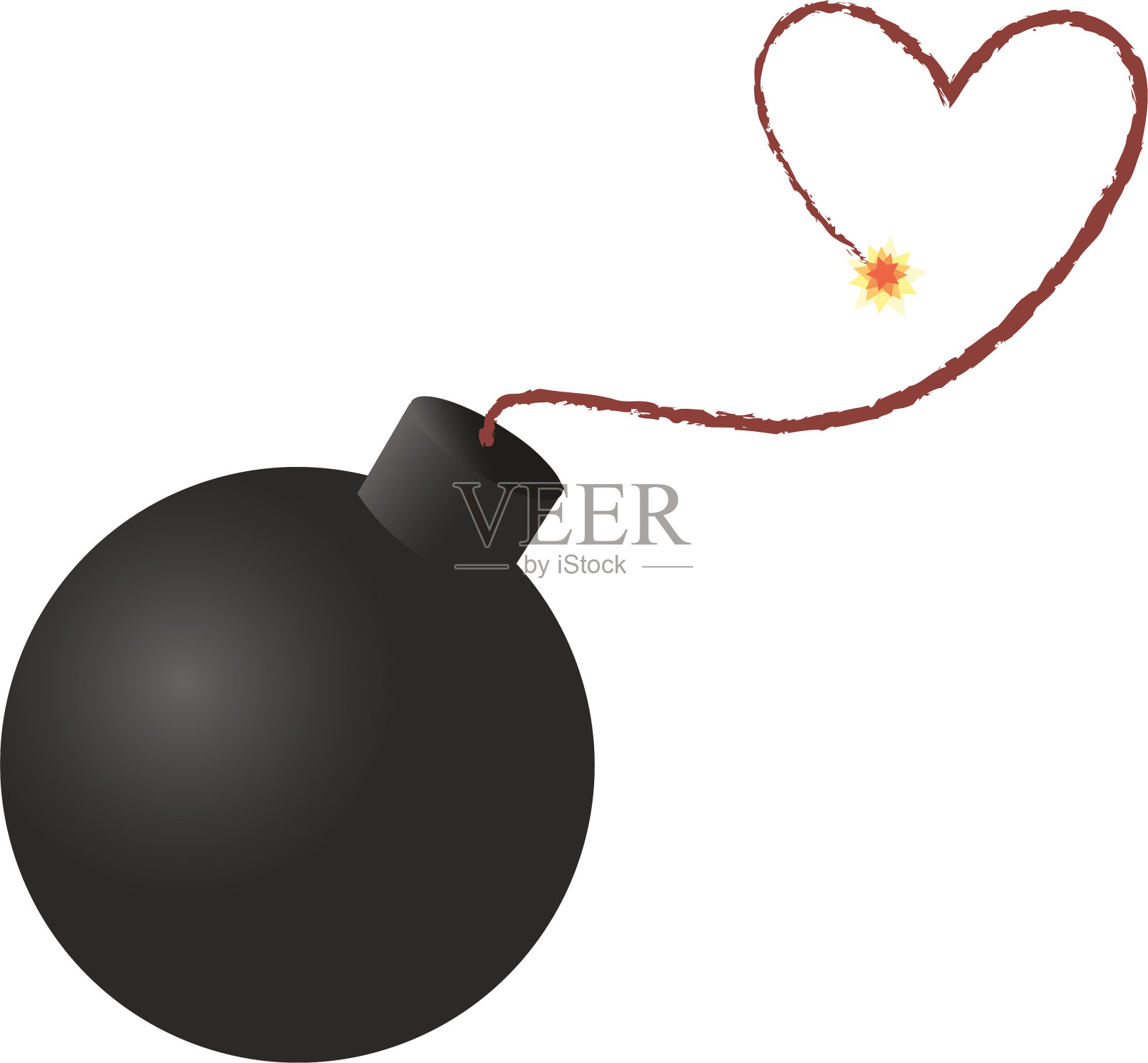 炸弹心脏图标炸弹准备爆炸设计元素图片