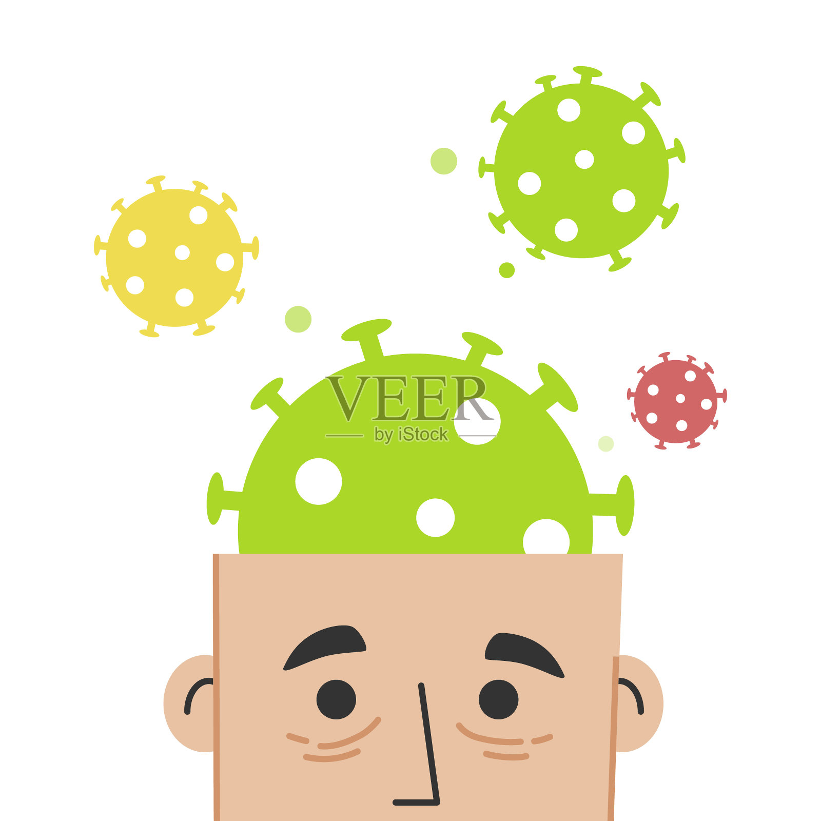 关于大流行、冠状病毒的信息垃圾邮件。强调人。插画图片素材