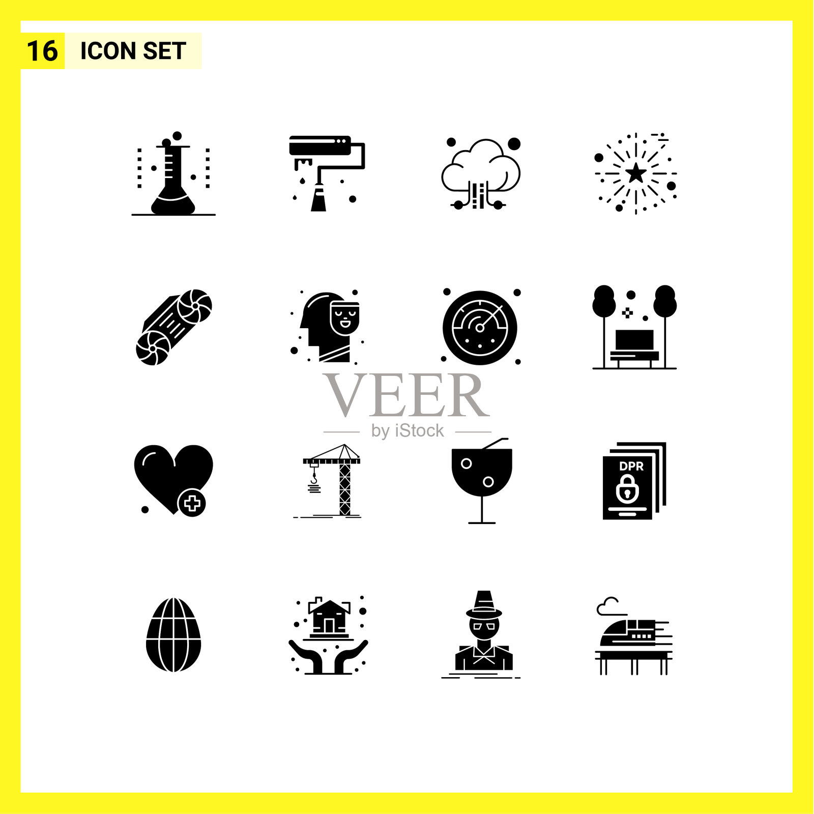 16个适用于网络和移动的通用实体符号插画图片素材