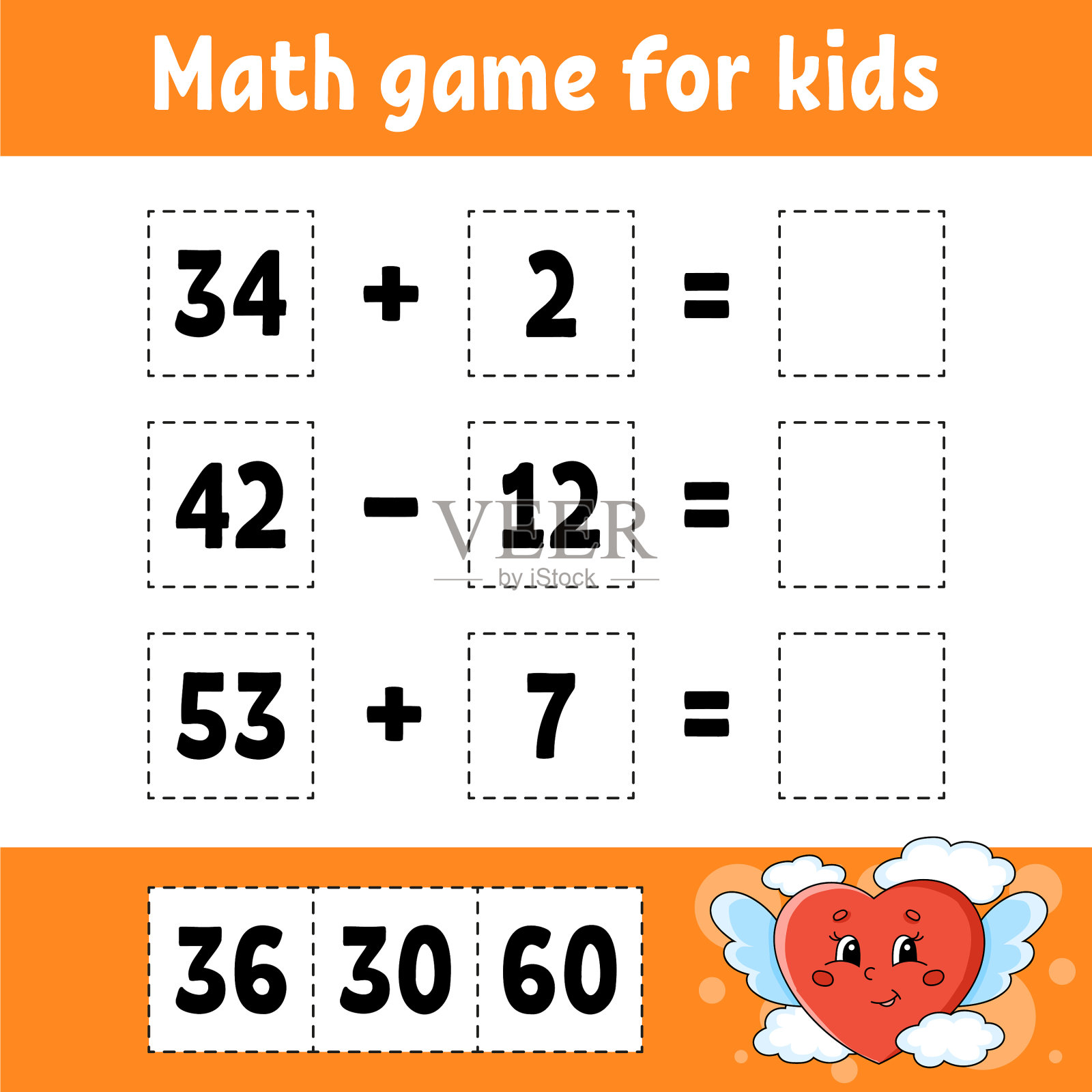 数学游戏为孩子的教育开发工作表插画图片素材