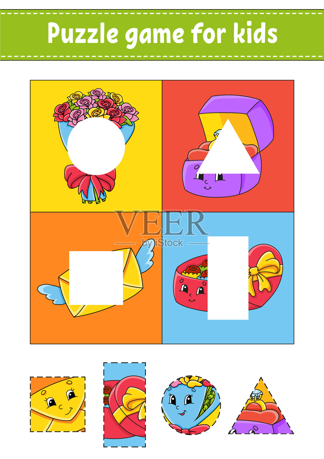 益智游戏的孩子剪切和粘贴剪切插画图片素材