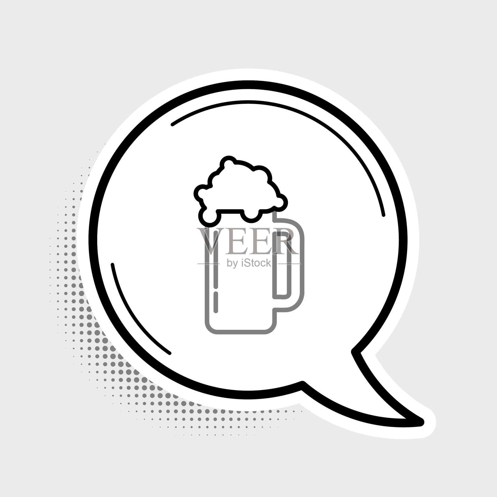 线玻璃啤酒图标孤立在灰色插画图片素材