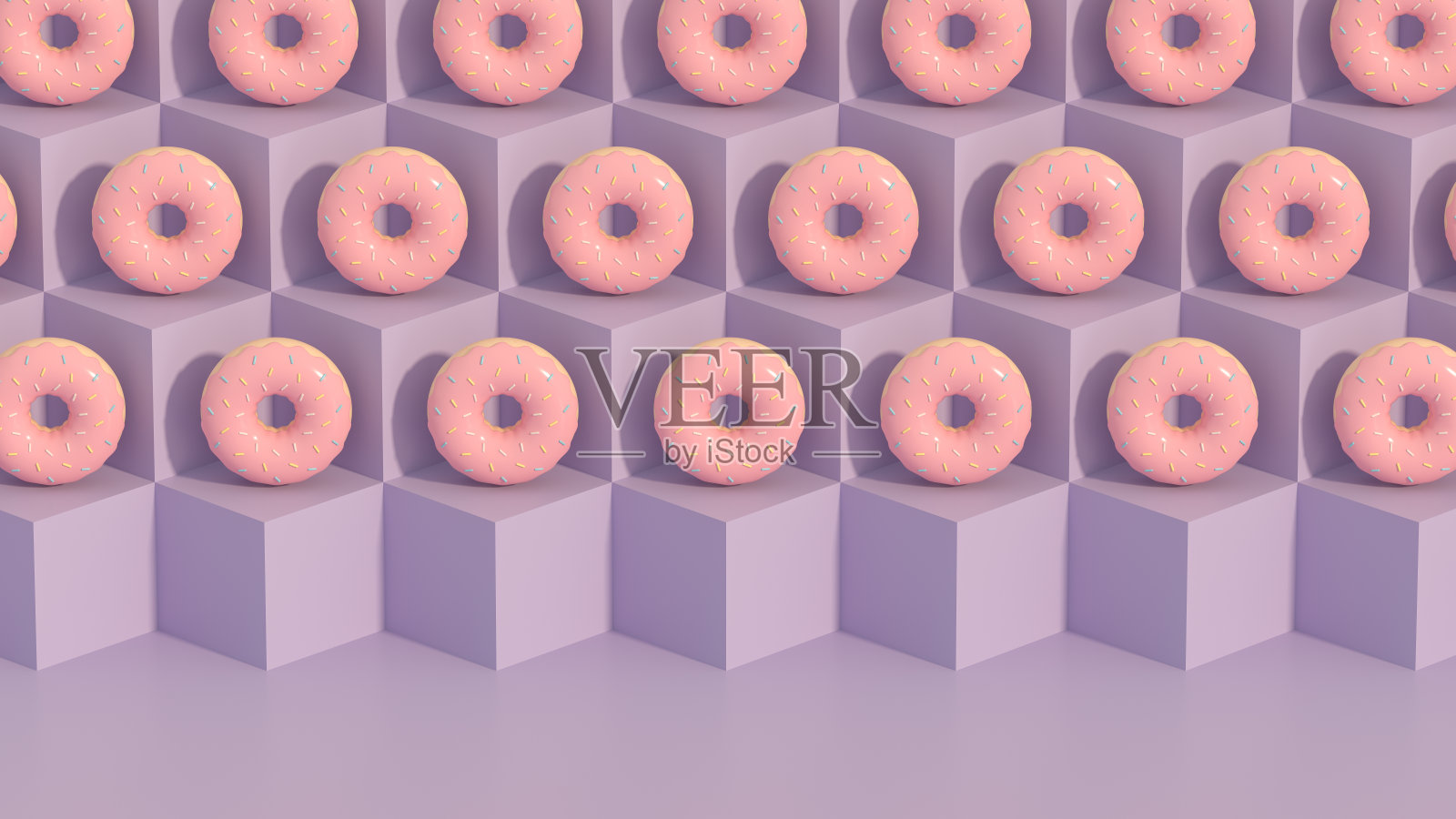 抽象甜甜圈的等距立方体背景照片摄影图片