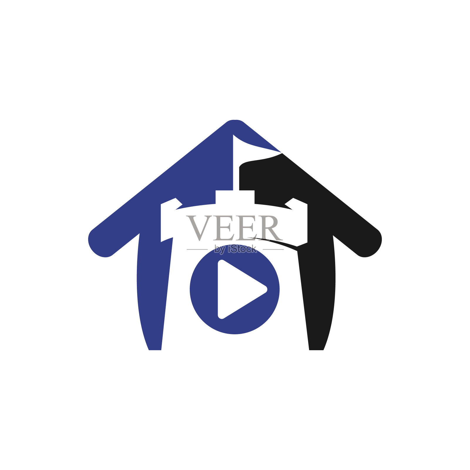 矢量按钮播放和城堡符号组合。插画图片素材