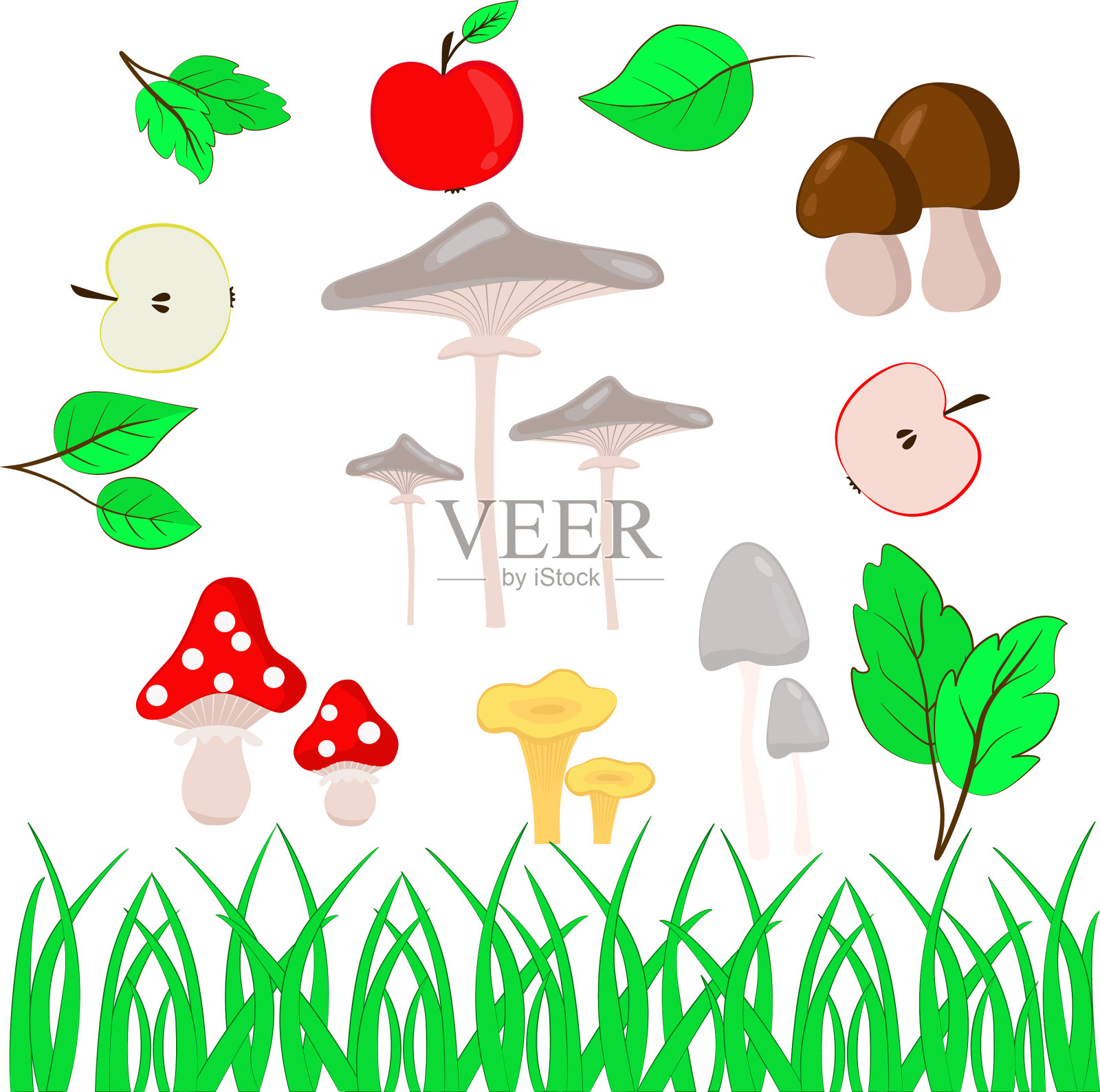 在一个秋季主题秋季设置图标素材