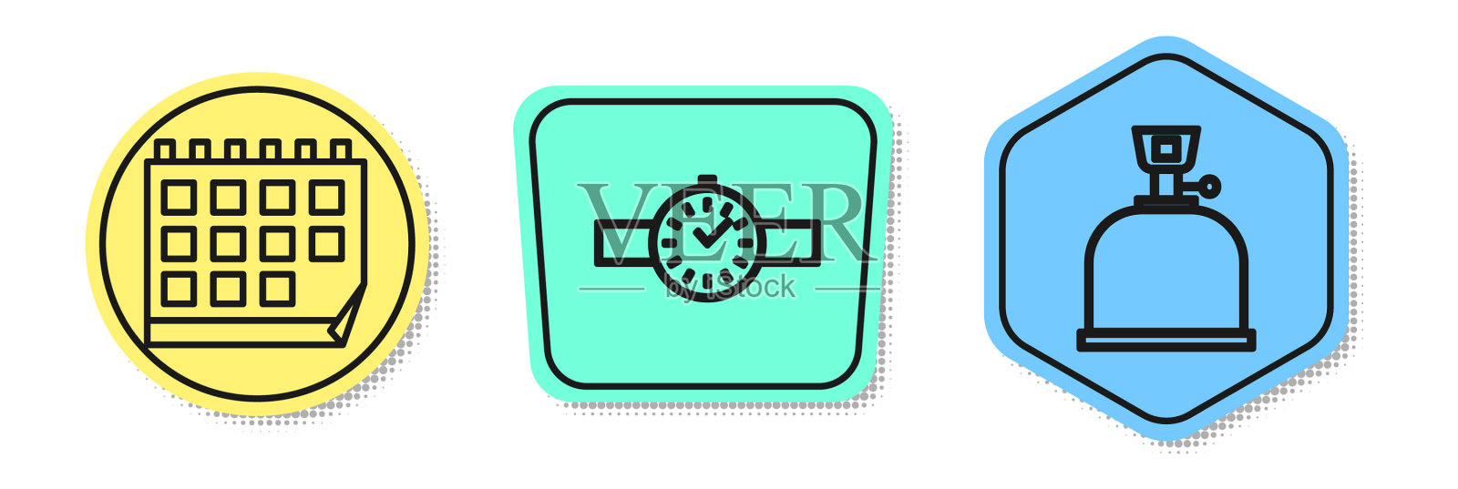 设行日历腕表和露营气图标素材