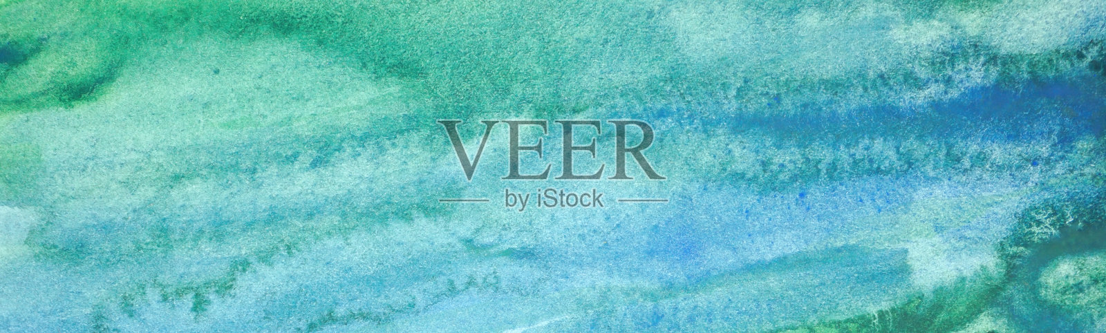 蓝色绿色的水彩画。手绘水彩背景。美丽的绿松石抽象水彩画。照片摄影图片