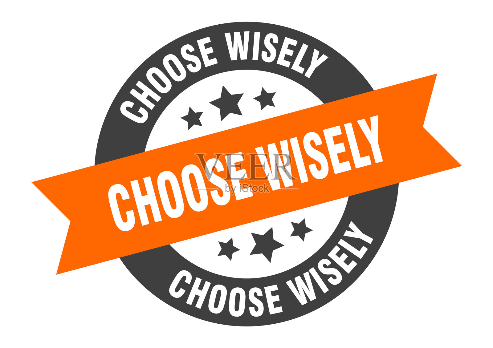 选择明智的标志圆丝带贴纸隔离插画图片素材