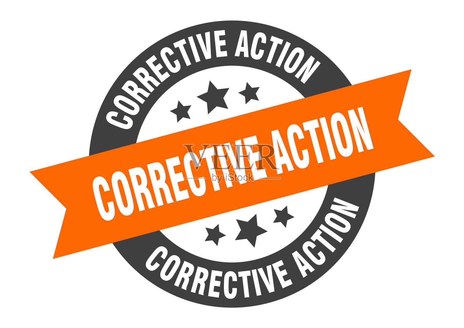 纠正措施标志圆丝带贴纸插画图片素材