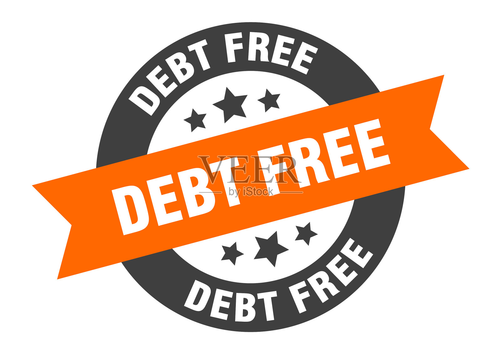 无债标志圆丝带贴纸孤立标签插画图片素材