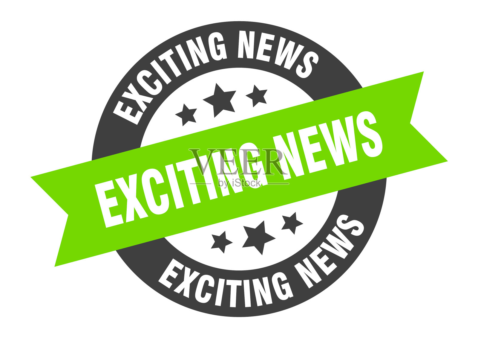 激动人心的消息标志圆丝带贴纸孤立插画图片素材