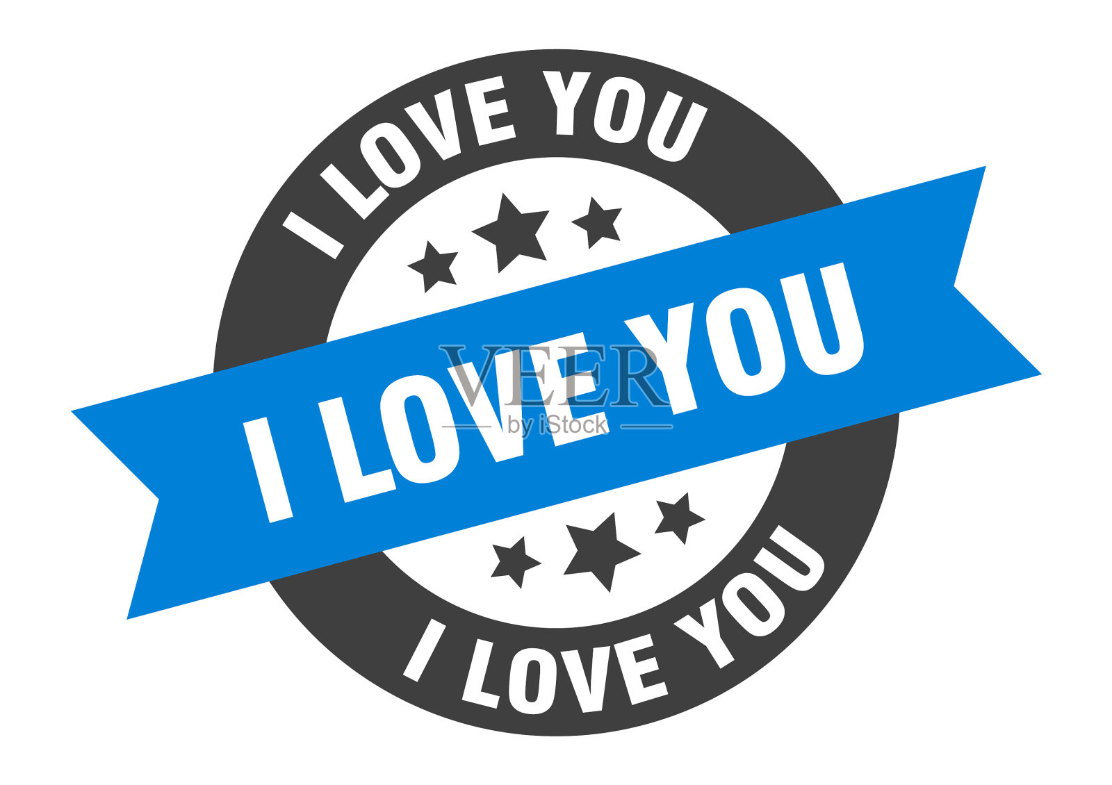 我爱你签圆丝带贴纸孤立的标签插画图片素材