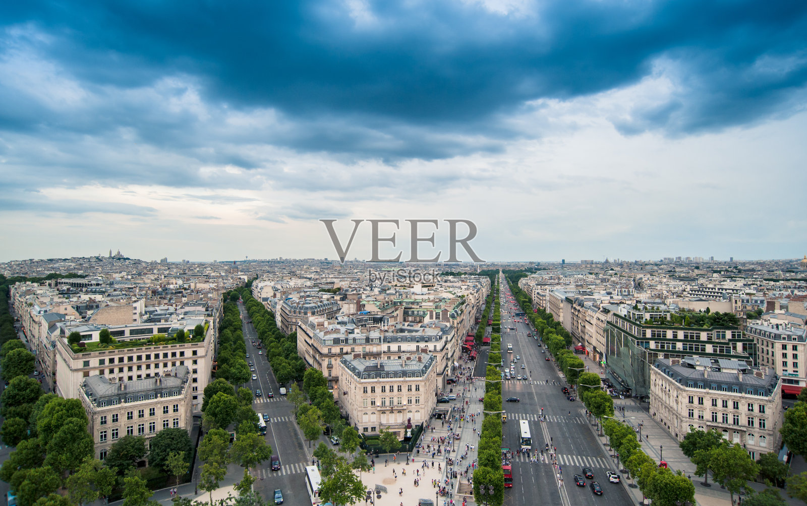 巴黎香榭丽舍大街的景色照片摄影图片