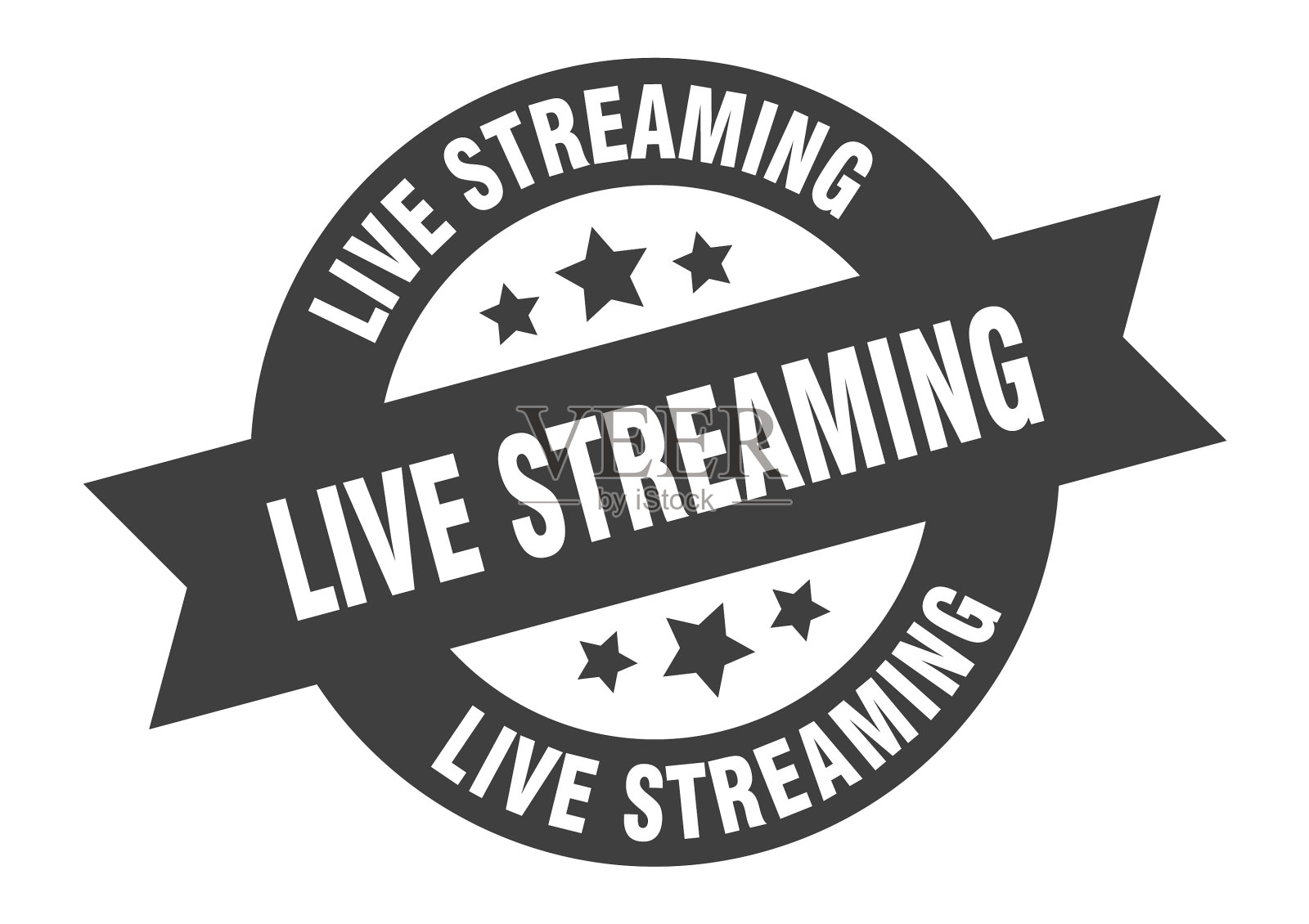 直播标志圆丝带贴纸孤立插画图片素材