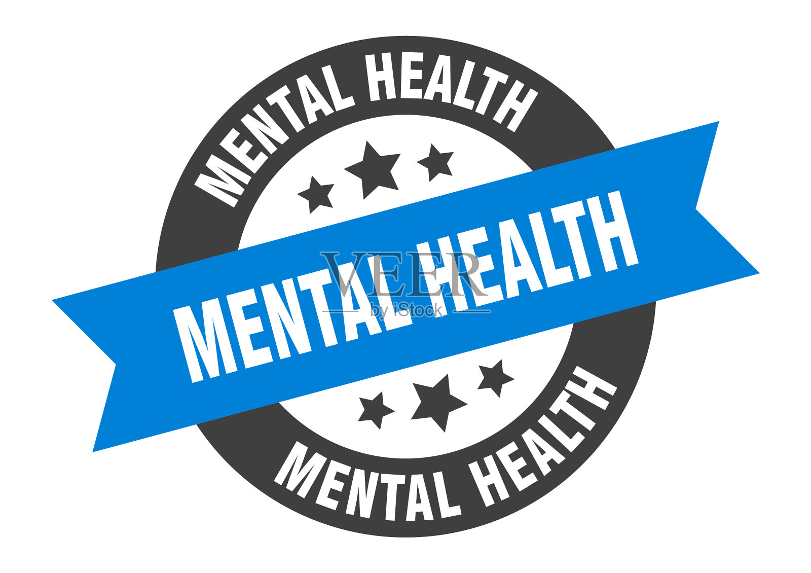 精神健康标志圆丝带贴纸孤立插画图片素材