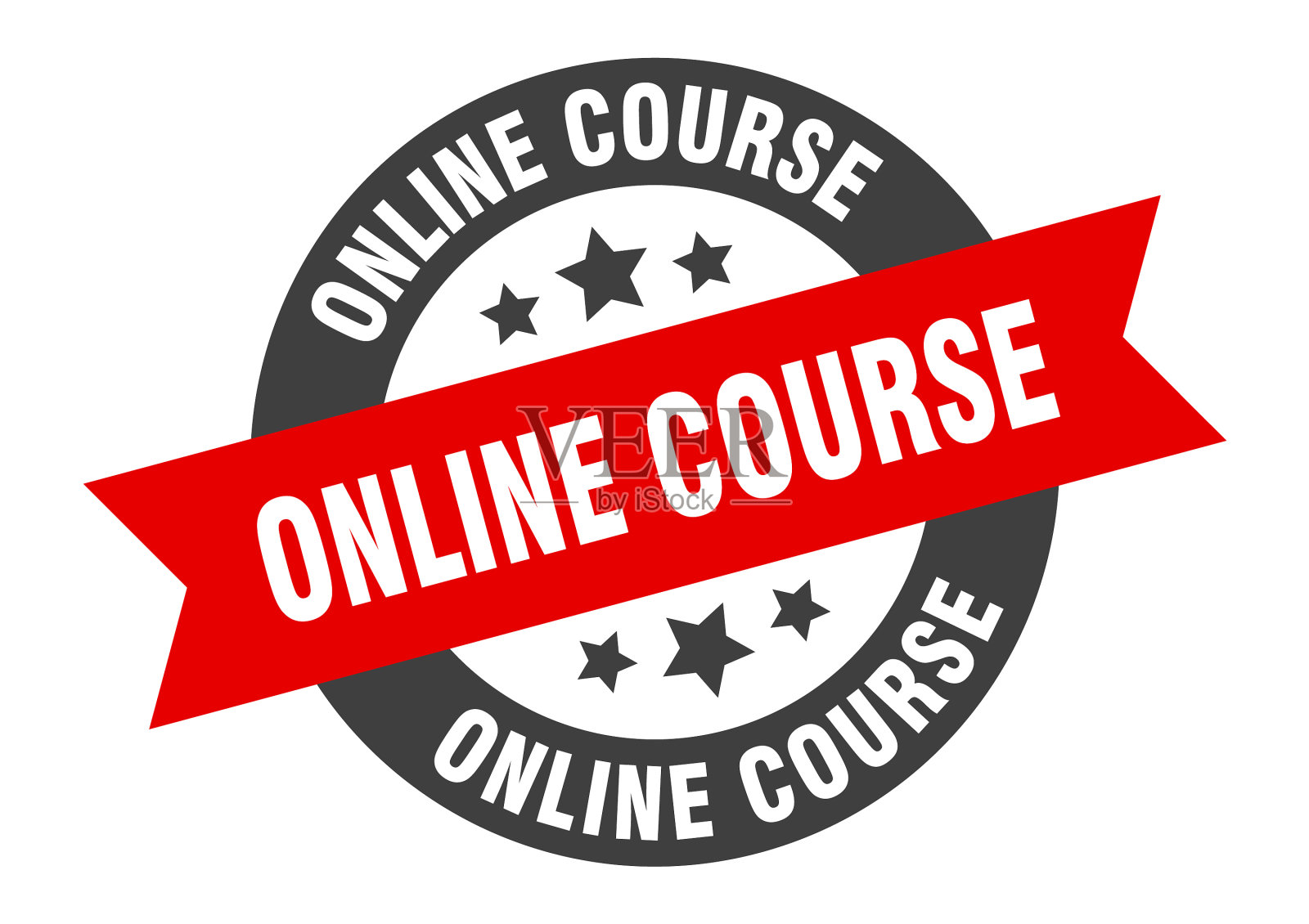 在线课程标志圆丝带贴纸孤立插画图片素材