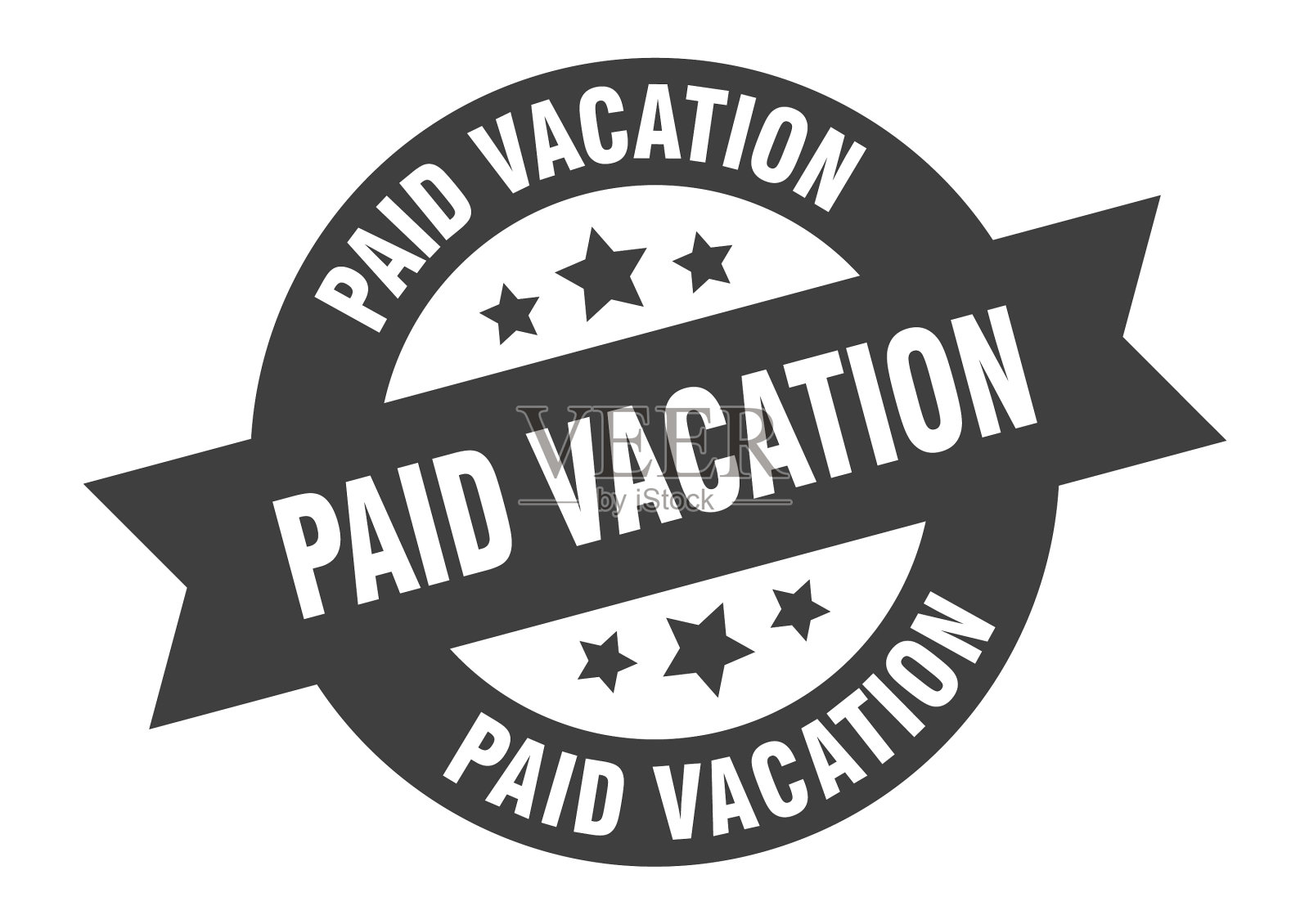 带薪休假标志圆丝带贴纸孤立插画图片素材