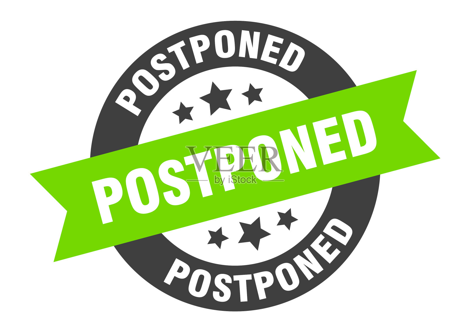 延期签圆丝带贴纸隔离标签插画图片素材