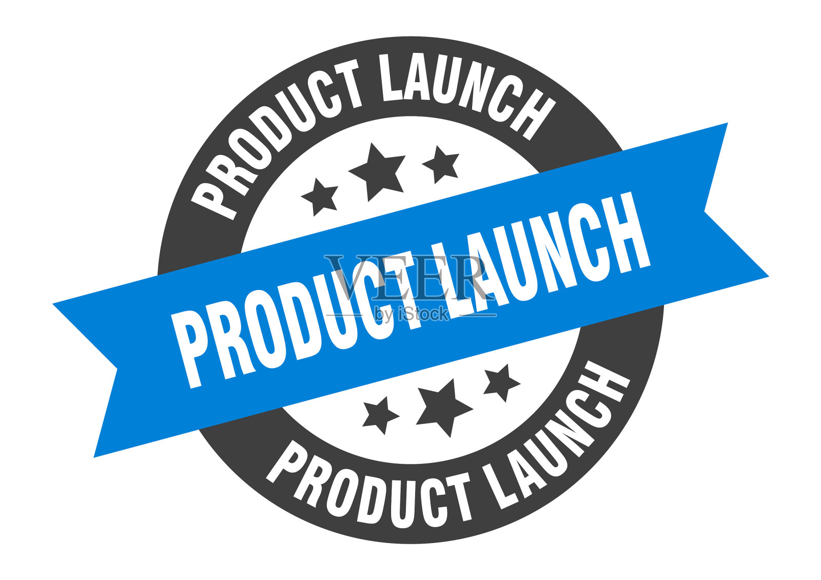 产品推出标志圆丝带贴纸孤立设计元素图片