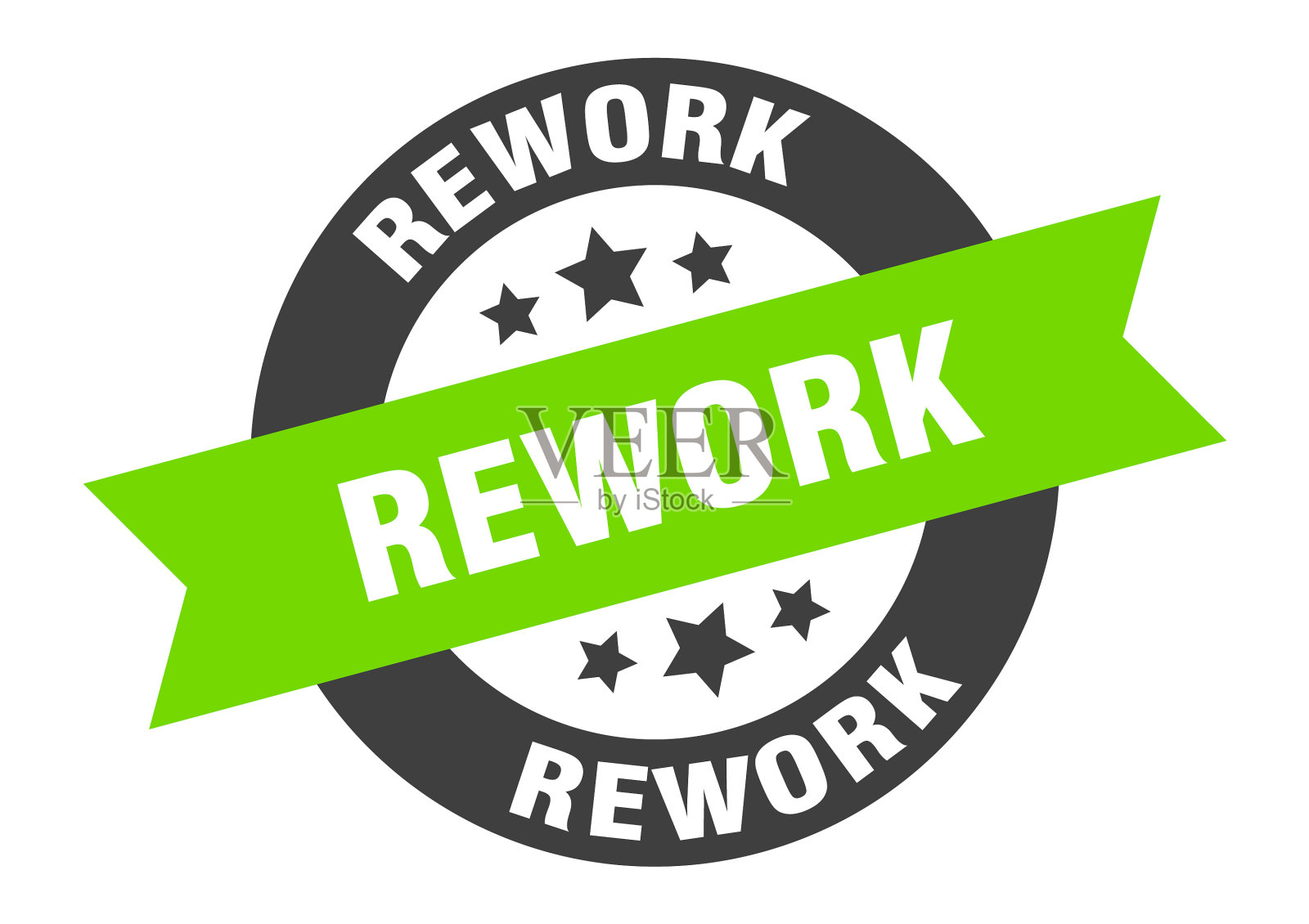 返工标志圆丝带不干胶标签插画图片素材