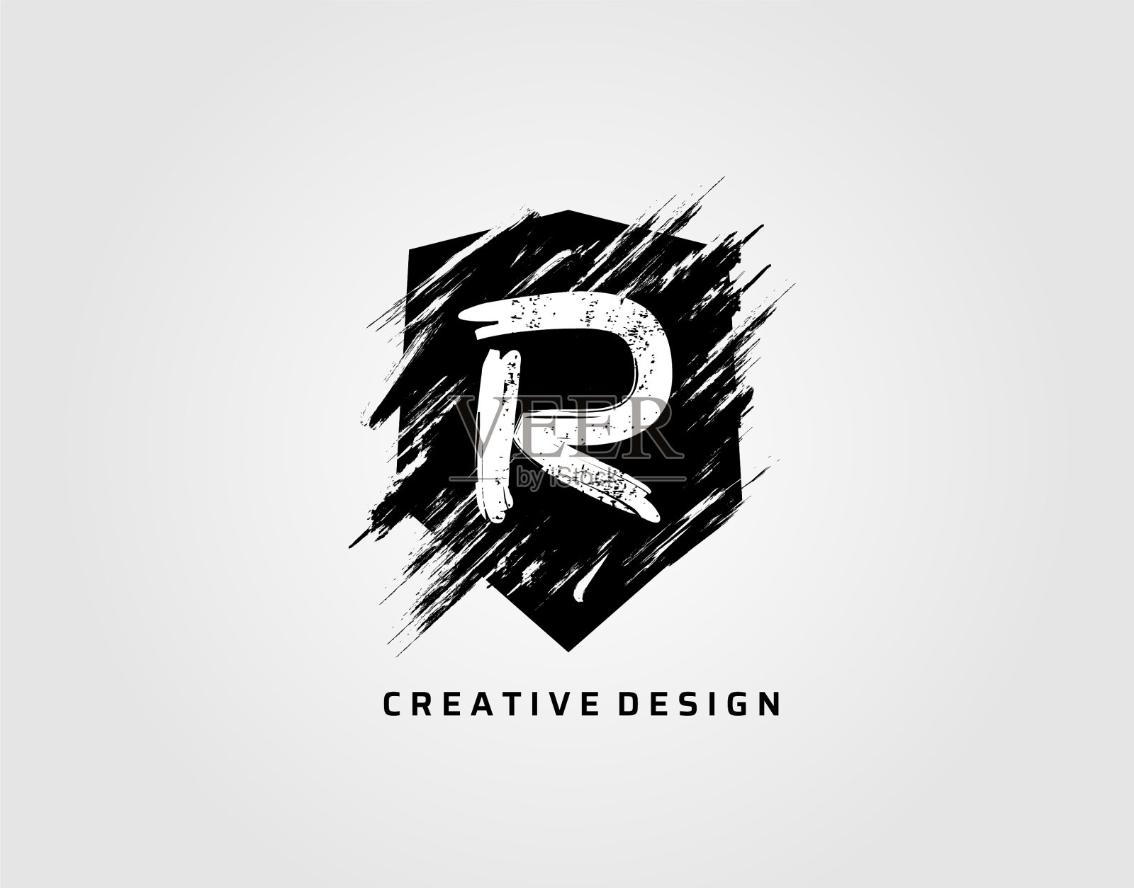 垃圾盾图标与字母r乡村盾插画图片素材