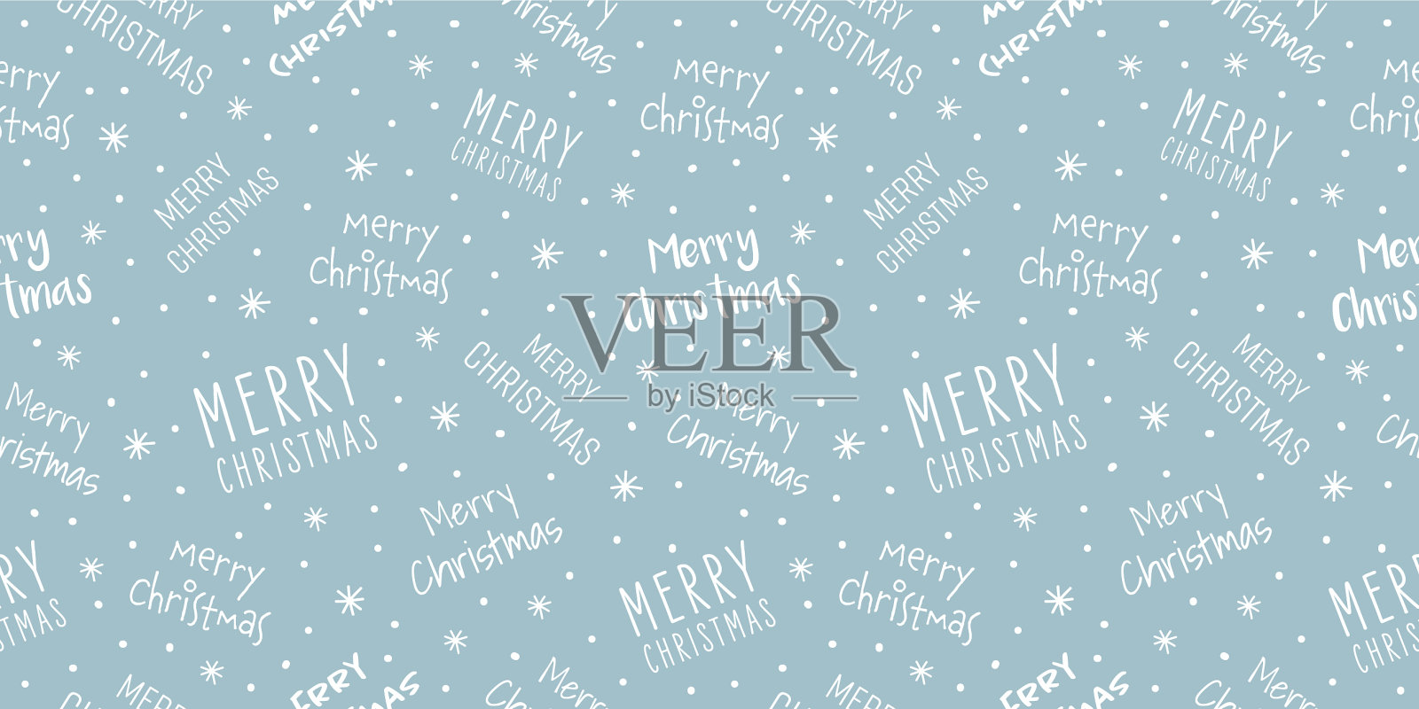 圣诞快乐无缝图案蓝色背景插画图片素材