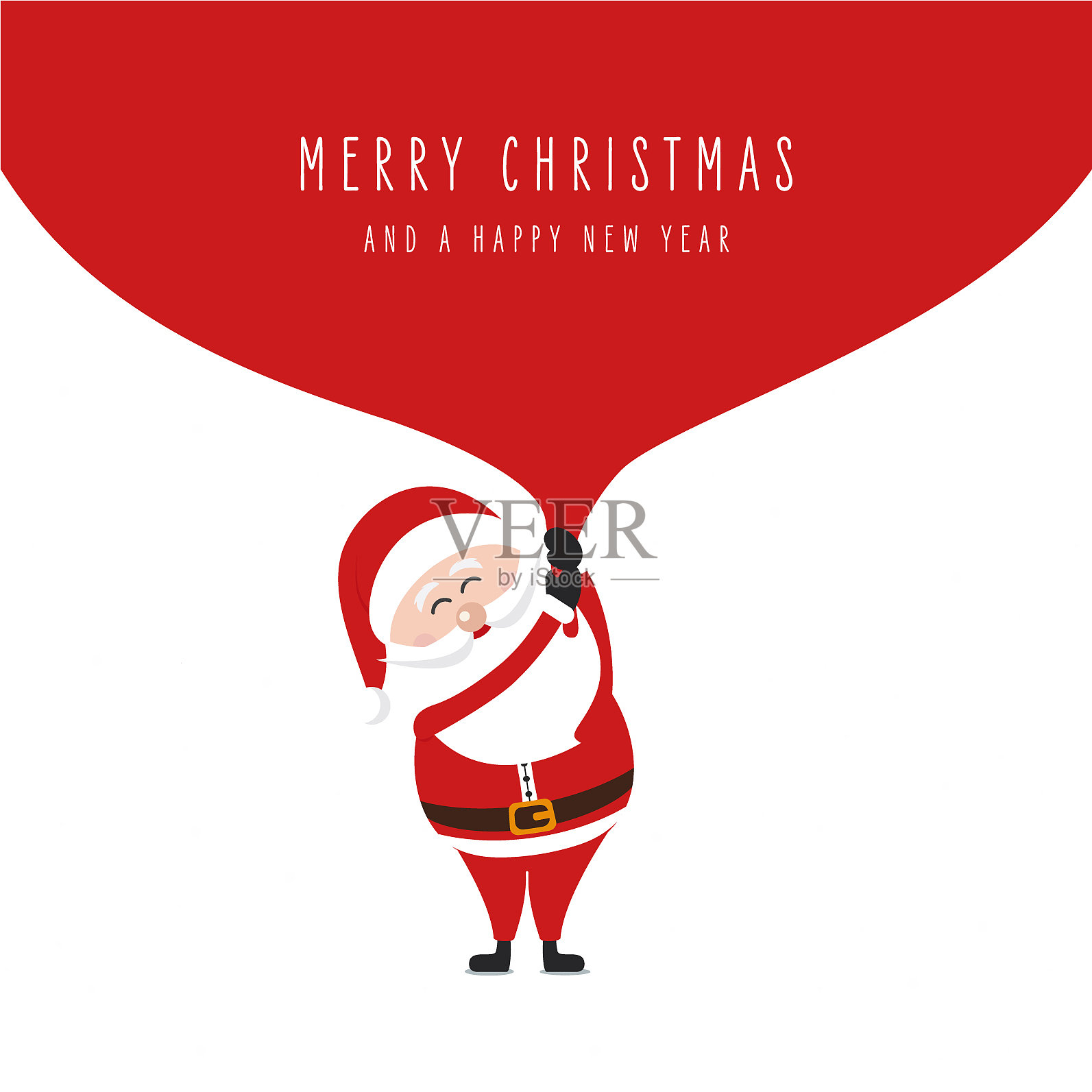 圣诞老人拿着巨大的袋子倒过来飞插画图片素材