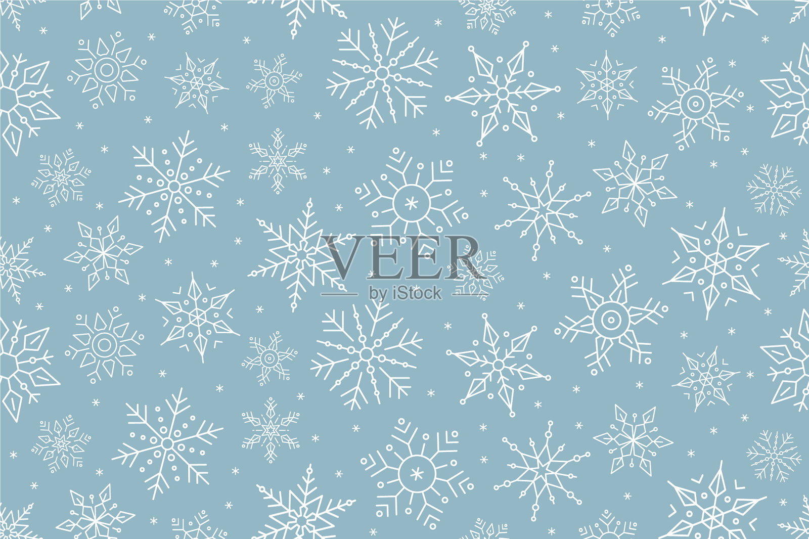 圣诞雪花无缝图案冰上蓝插画图片素材