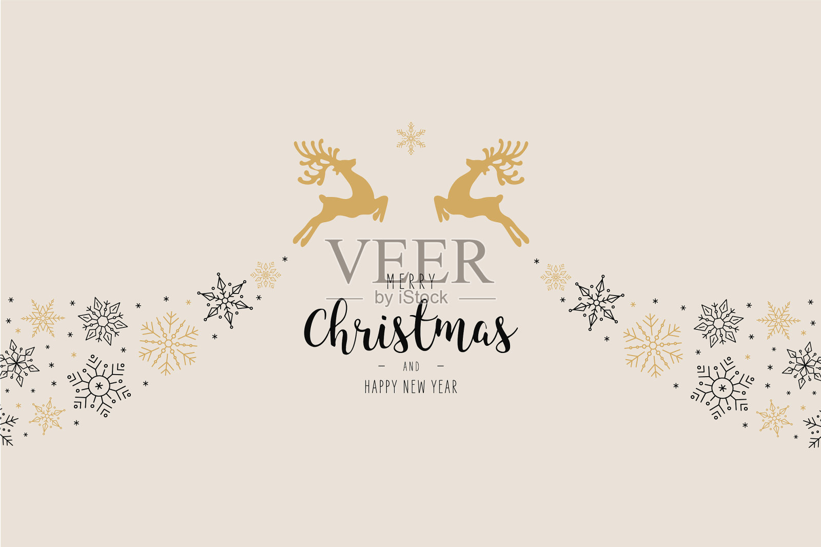 圣诞驯鹿雪花漩涡元素插画图片素材