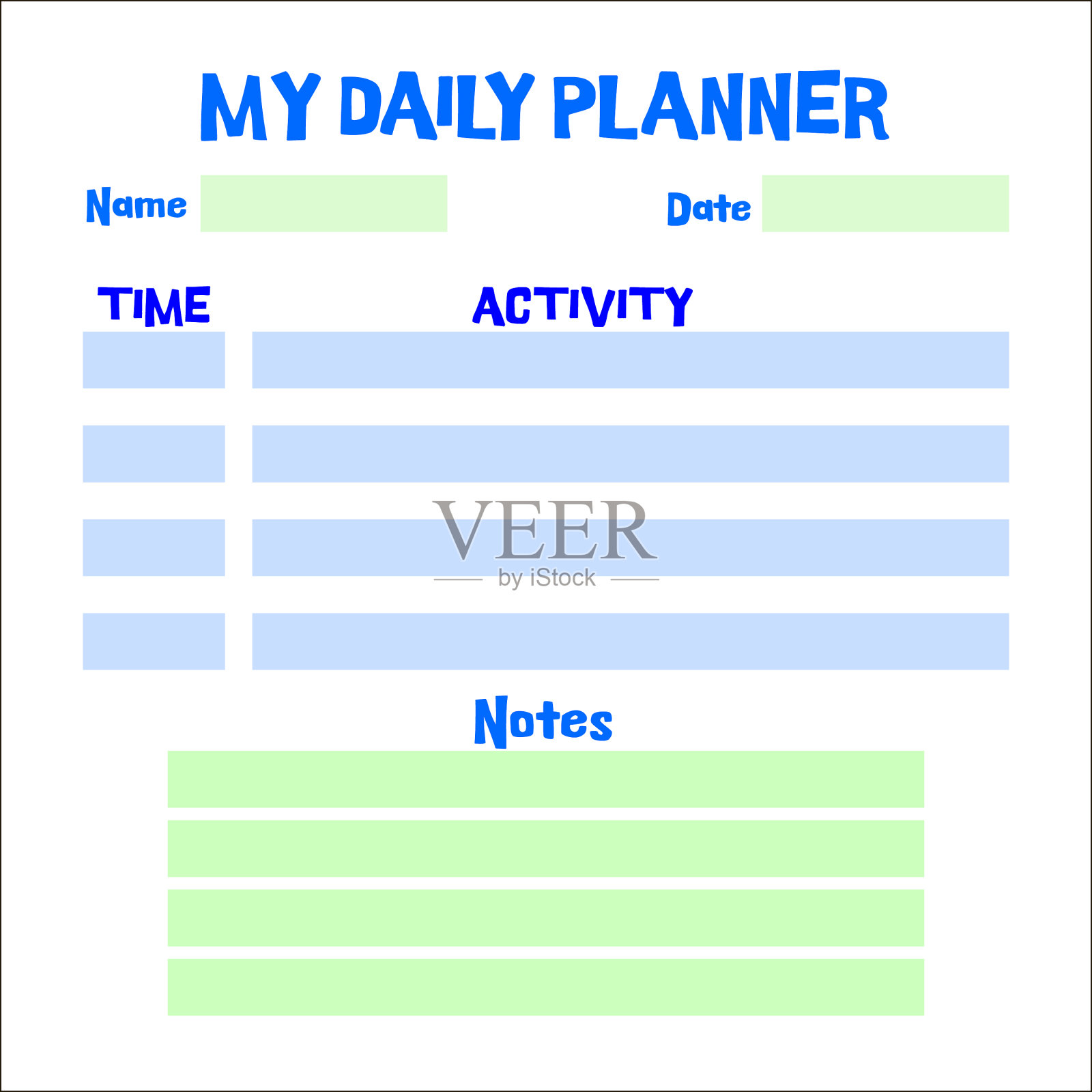 幼儿每日计划设计模板插画图片素材