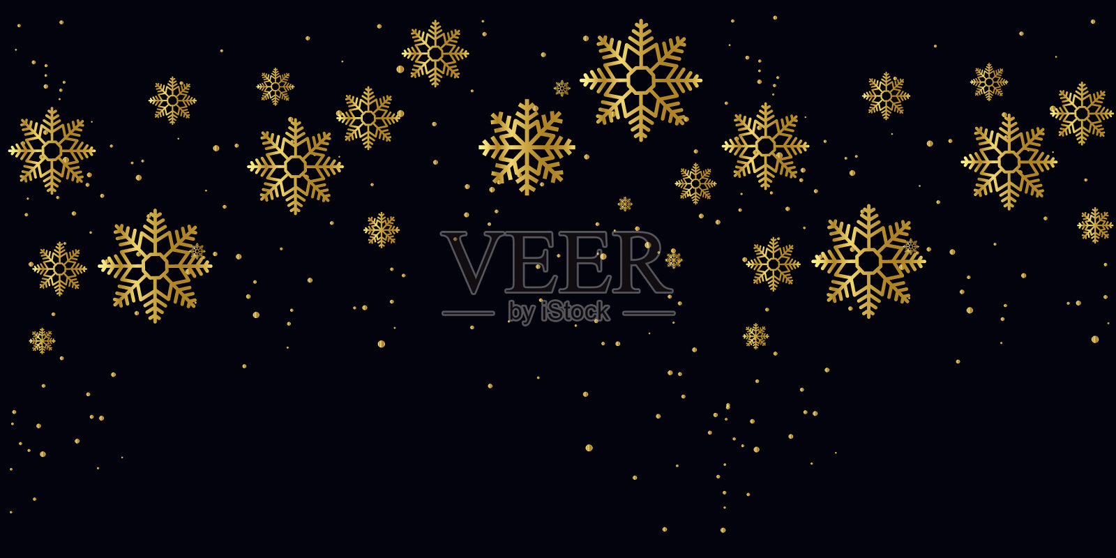 圣诞节飘落的雪花形状各异洁白插画图片素材