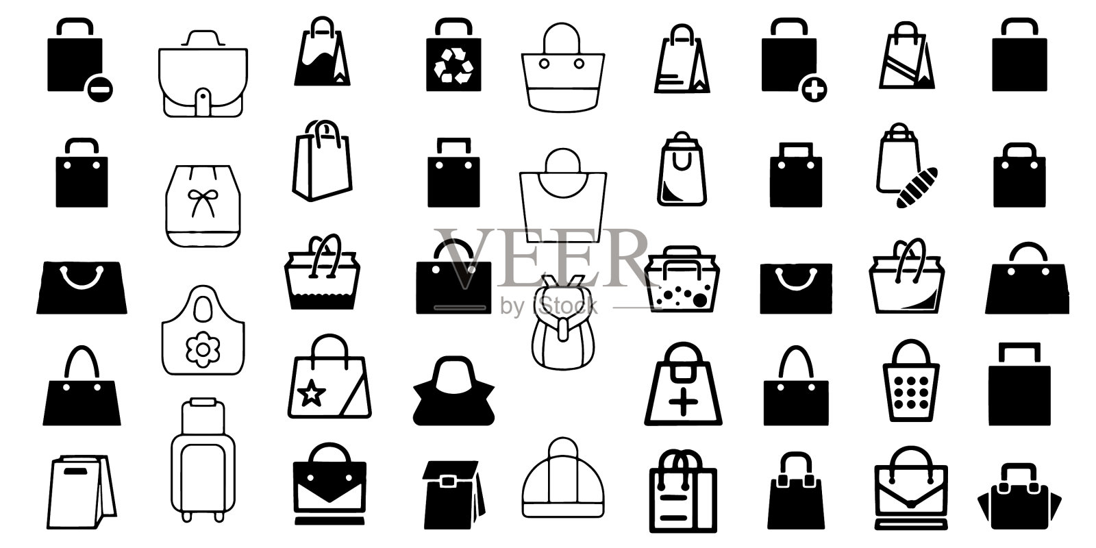 商店袋手袋和袋图标集图标素材