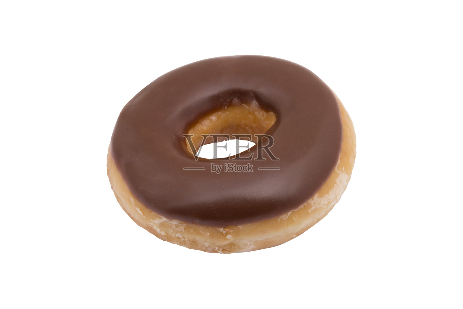 白色背景上的经典新鲜巧克力甜甜圈照片摄影图片