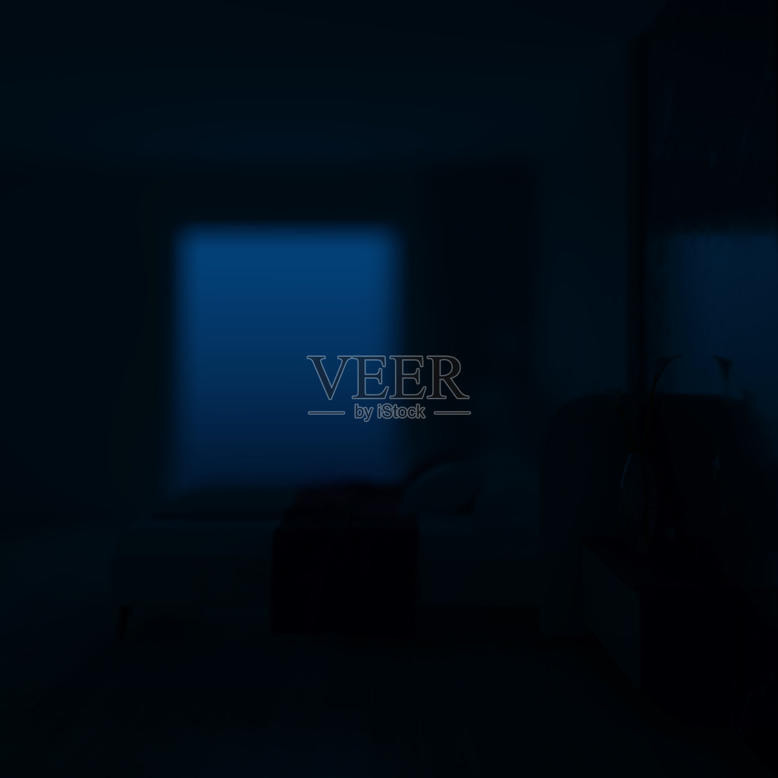 现代居室室内。的夜晚。晚上照明。3 d渲染。照片摄影图片