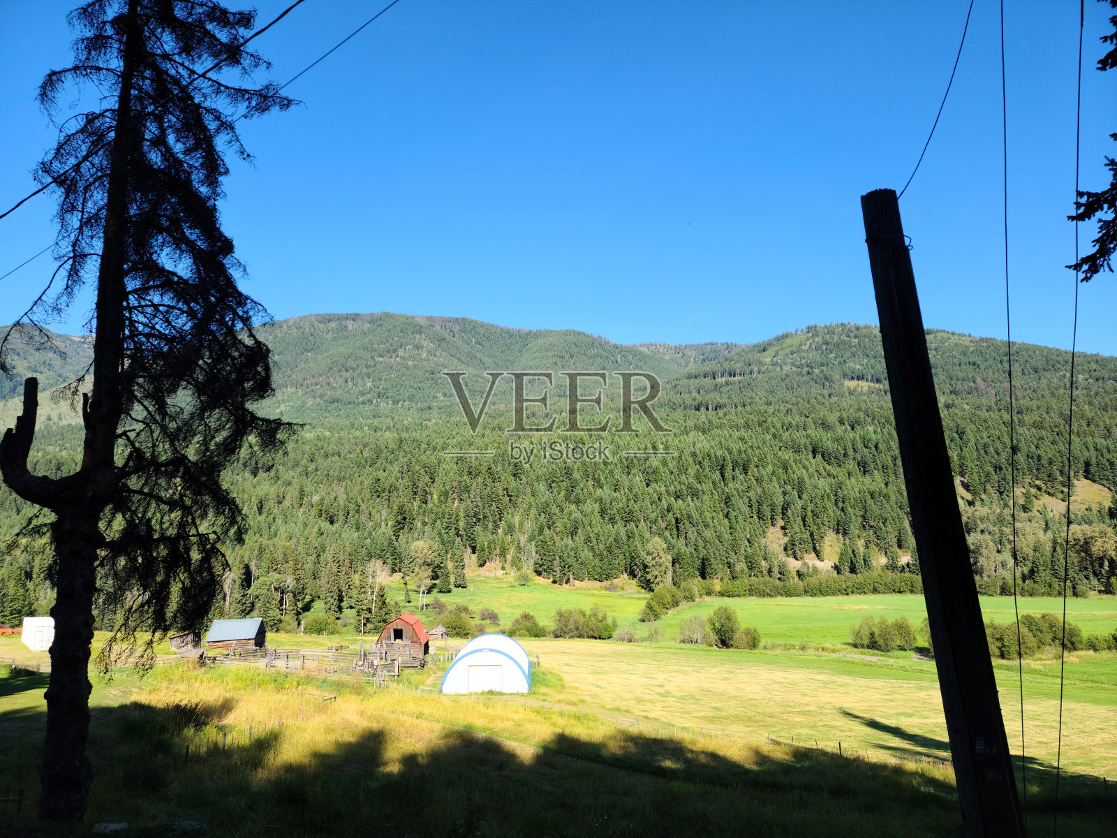 乡村景观农田农业领域与山脉照片摄影图片