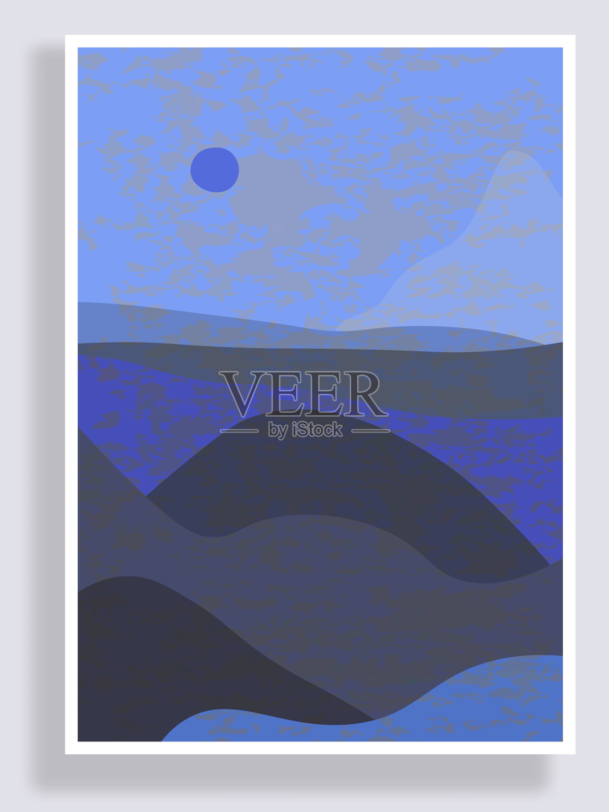 抽象色彩极简的景观构成插画图片素材