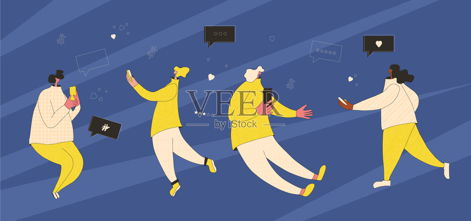 和手机人聊天插画图片素材