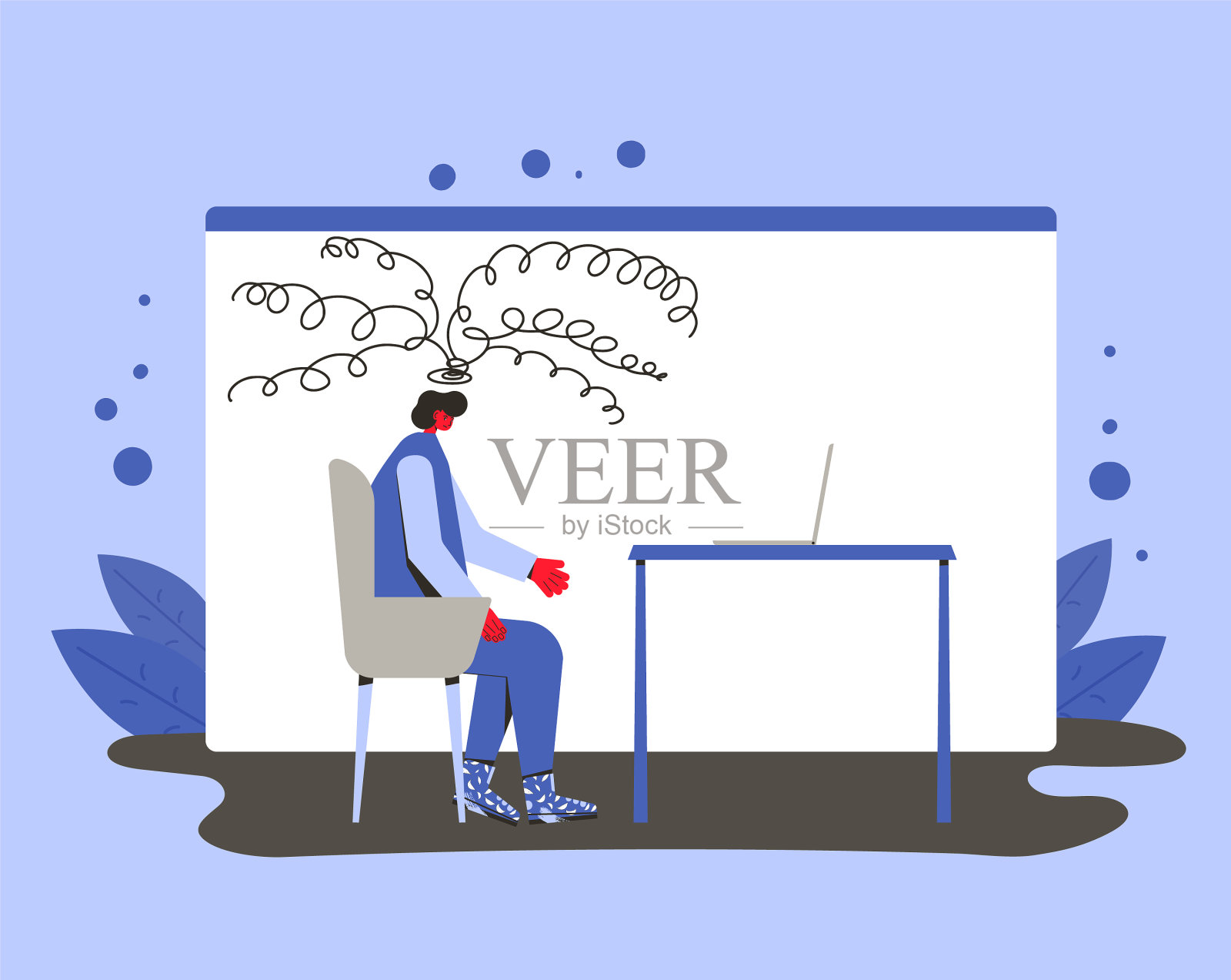 心理健康治疗会色平插画图片素材