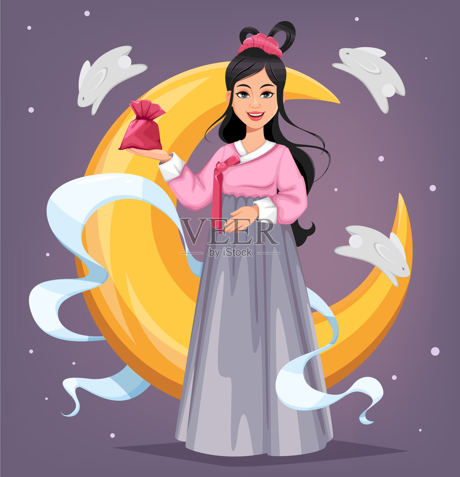 美丽的韩国女人朱淑娴插画图片素材