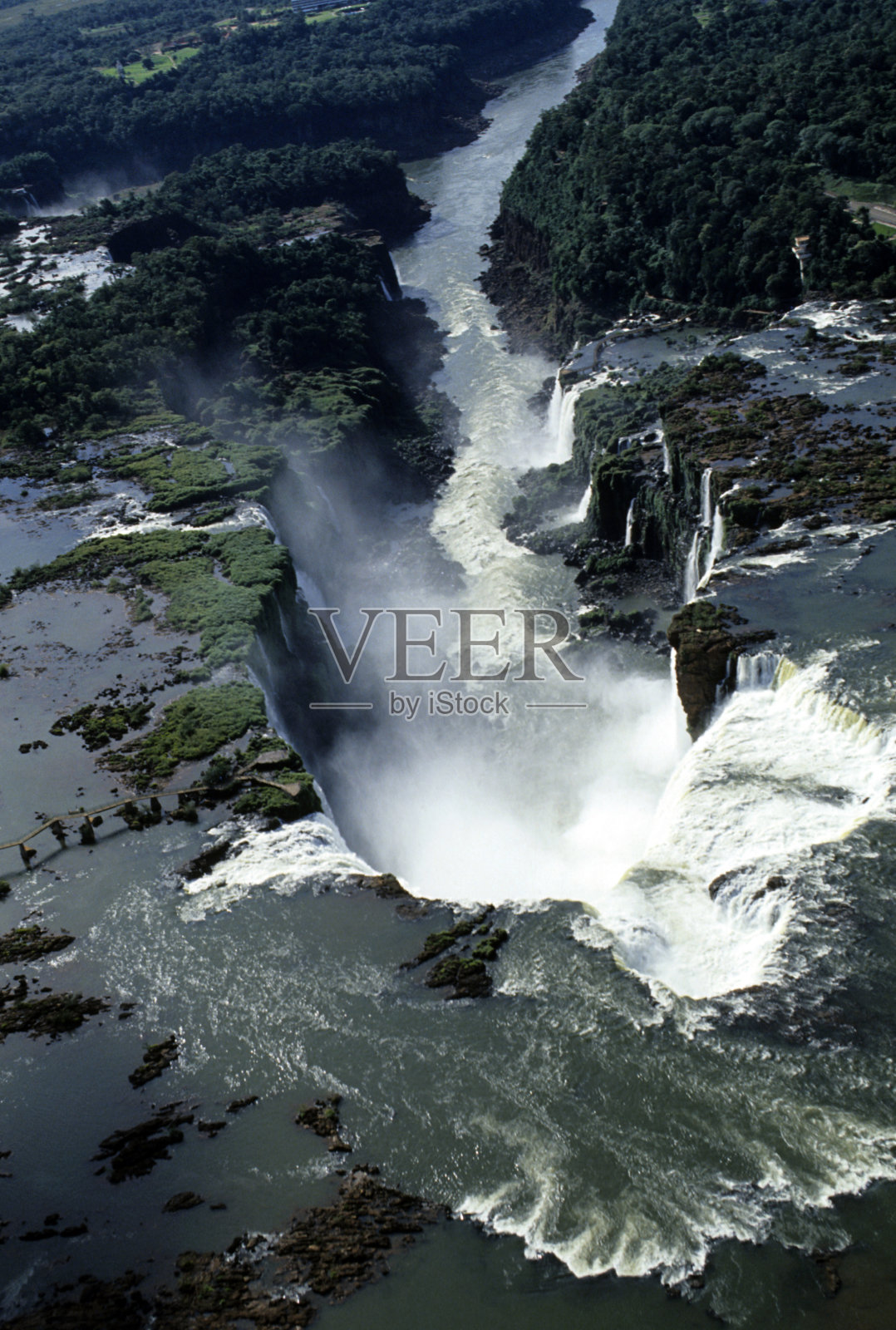 Iguaçu瀑布鸟瞰图。照片摄影图片