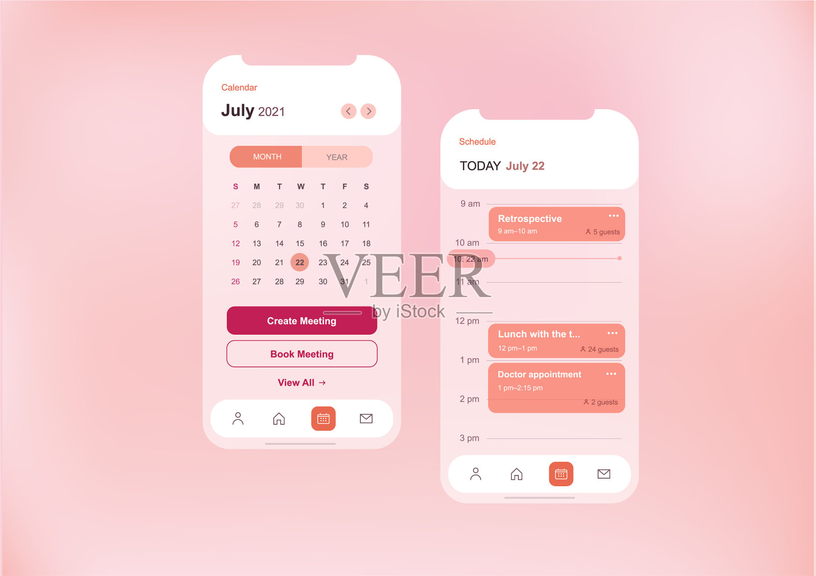 日历和会议的用户界面模板设计模板素材