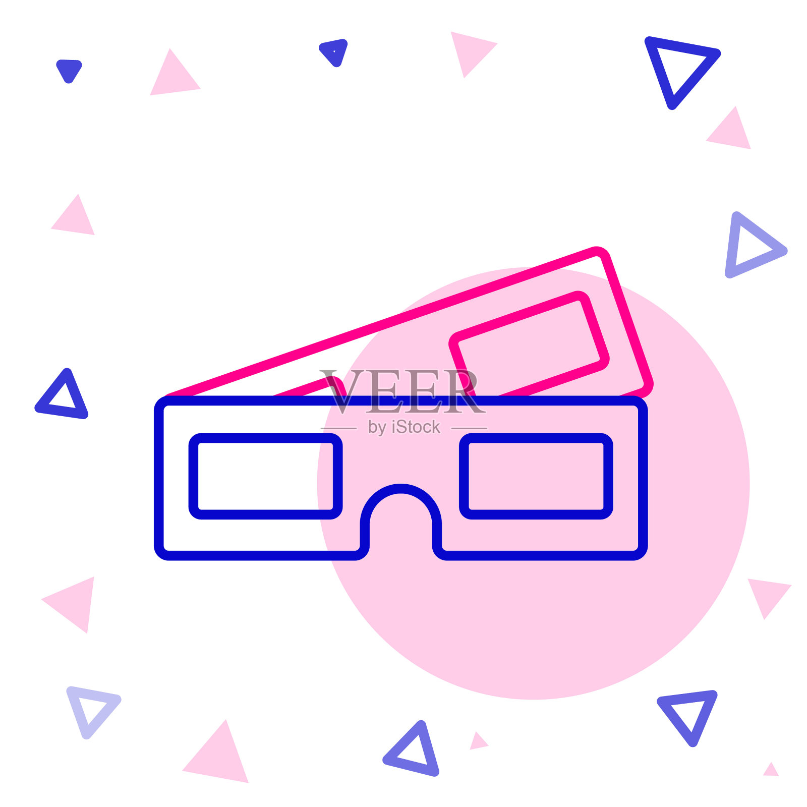 线3d电影眼镜图标孤立在白色插画图片素材