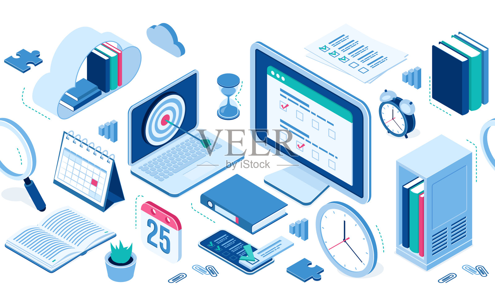 等距图标信息图形元素的网站插画图片素材