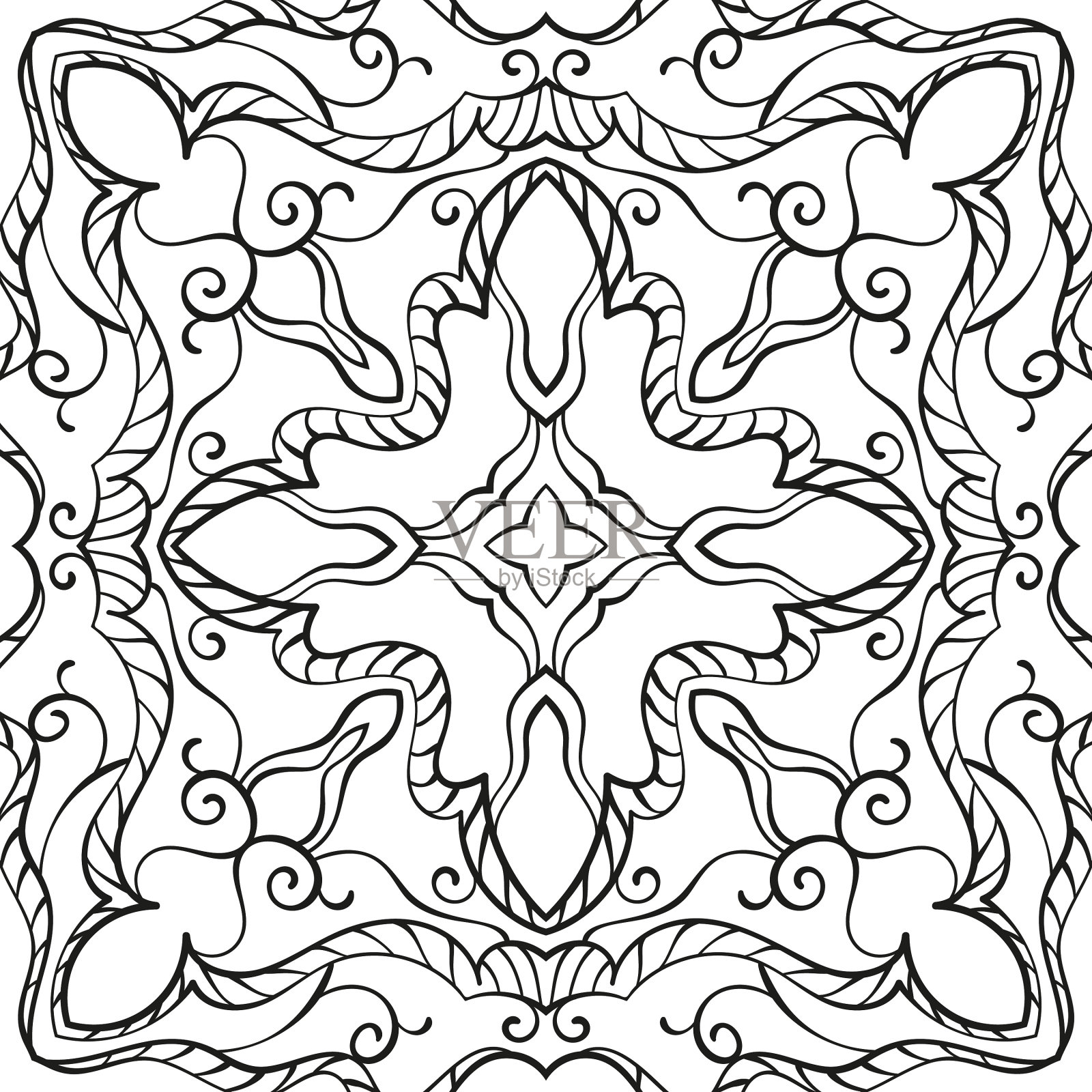 黑色着色书的装饰背景插画图片素材