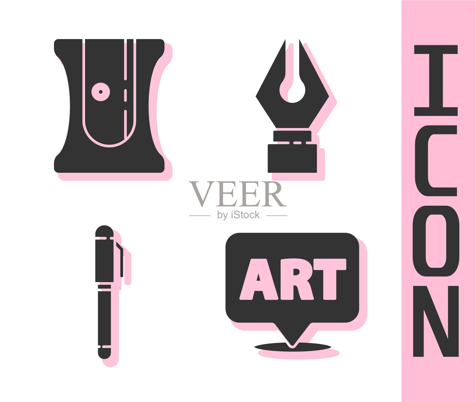 设置语音气泡与文本艺术卷笔刀图标素材