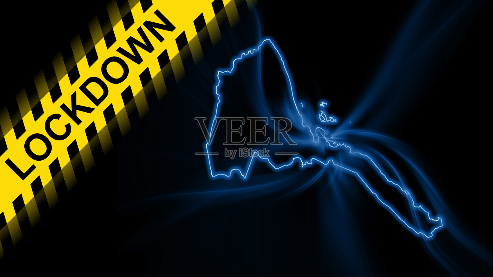 封锁厄立特里亚，概述地图冠状病毒，疫情隔离插画图片素材